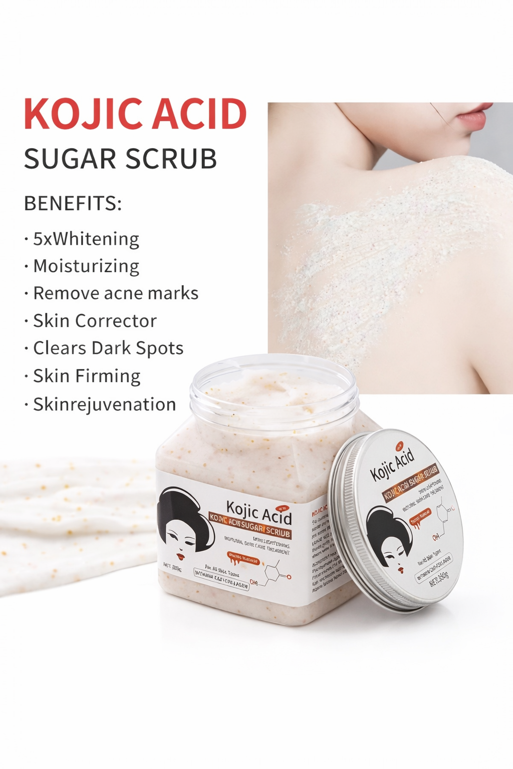 LuxeGlow Kojic Acid Face & Body Exfoliating Scrub